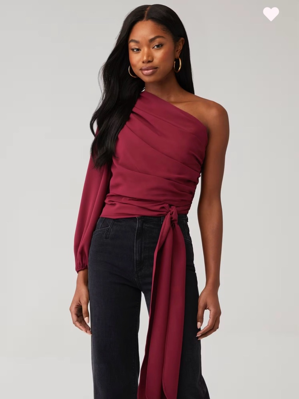 Amanda Uprichard Becs Top One-Shoulder Wrap Top in Malbec Burgundy Small